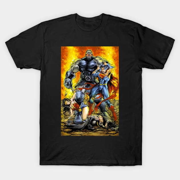 DARKSEID vs JUSTICE LEAGUE T-Shirt by renomsad